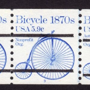 Scott #1901a Bicycle 1870s Plate Number Coil (PNC5) of 5 Stamps - MNH P#3