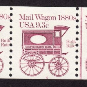 Scott #1903 Mail Wagon 1880s Plate Number Coil (PNC5) of 5 Stamps - MNH P#4