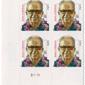 Scott #3427A James Michener Plate Block of 4 Stamps - MNH
