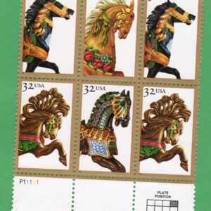 Scott #2979a (2976-79) Carousel Horses Block of 6 Stamps - MNH