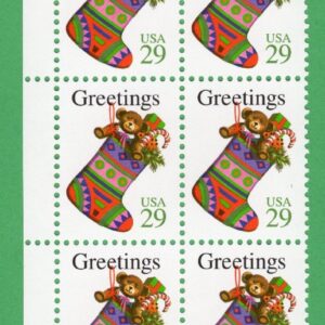 Scott #2872 Christmas Stocking Plate Block of 10 Stamps - MNH Left