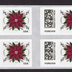 Scott #CVP114 Christmas Poinsetta Forever Vending Kiosk Block of 4 Stamps - MNH