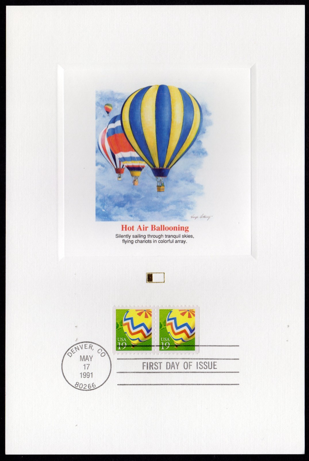 Scott #2530 Hot Air Balloon Fleetwood Postal Card 05/17/91 FDC
