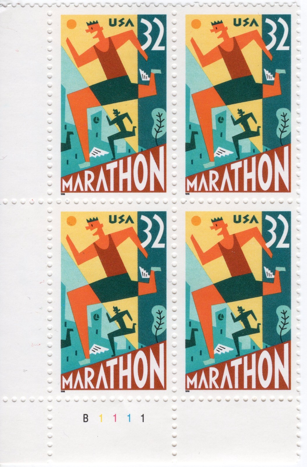 Scott #3067 Marathon (Running) Plate Block of 4 Stamps - MNH