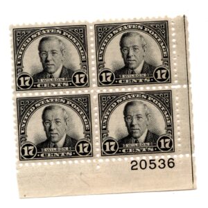 Scott #697 Woodrow Wilson Plate Block of 4 Stamps - MNH