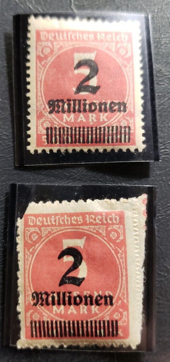 Stamp Europe Germany 1923 5 Tausand Marks surcharged to 2 Millionen Marks