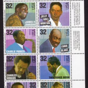 Scott #2992a (2983) Jazz Musicians Plate Block of 10 Stamps - MNH P#P111111 LR
