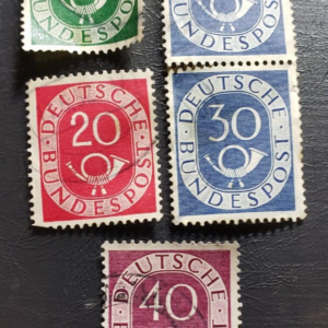 Stamp Europe Germany 1951-52 Numeral & Post Horn sc# 675, 677, 679 & 680 A136