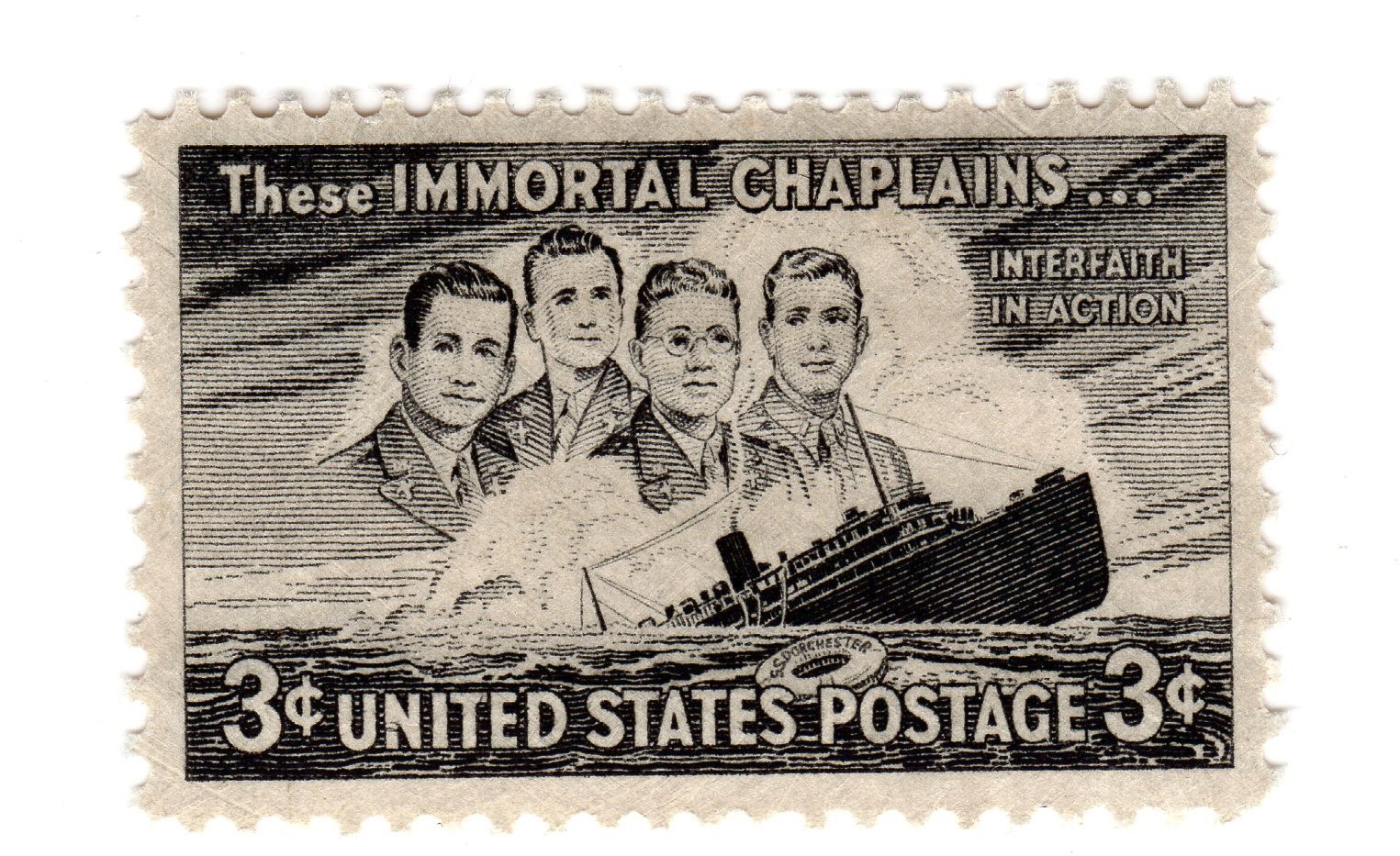 Scott #956 Immortal Chaplains Single Stamp - MNH