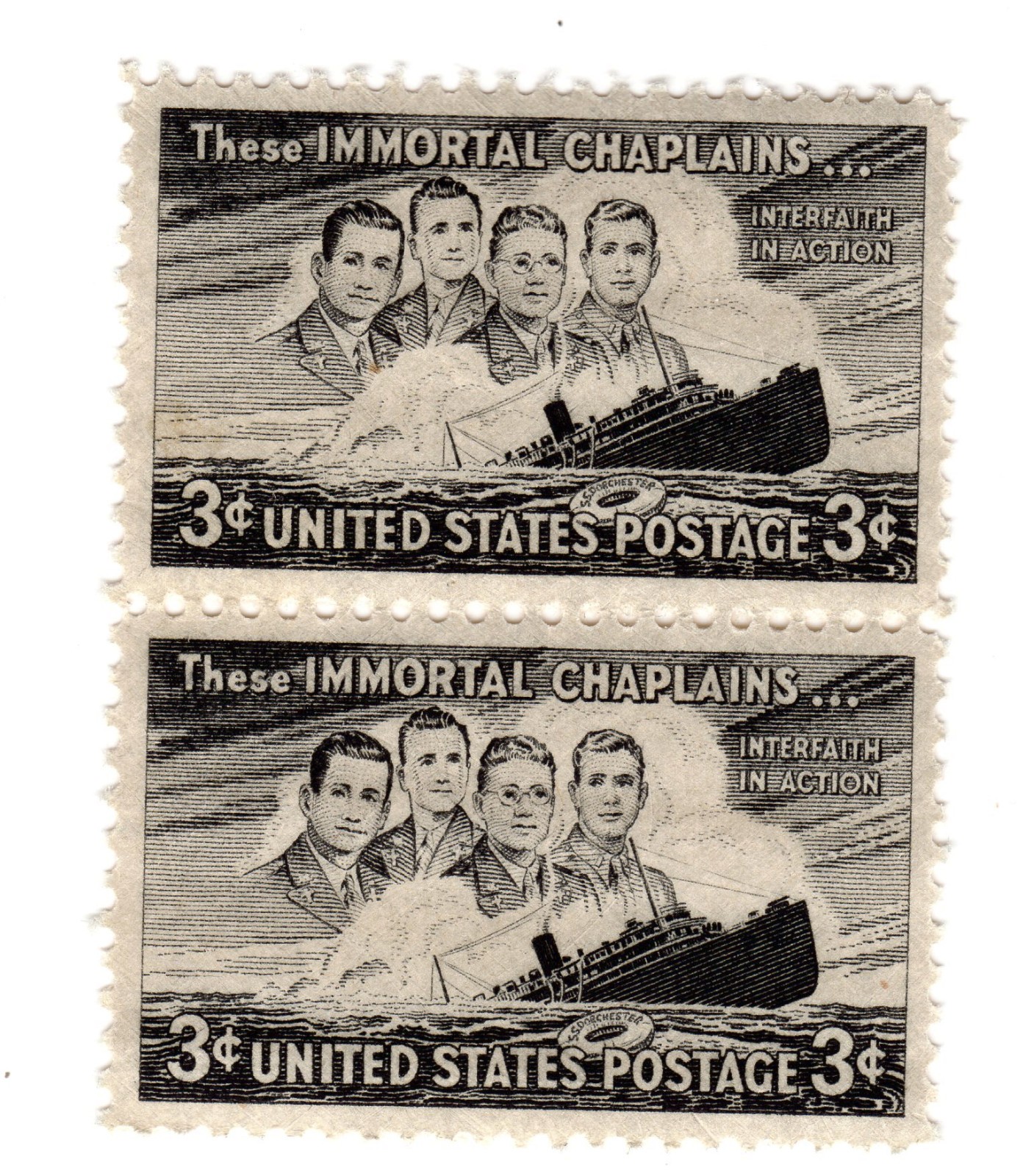 Scott #956 Immortal Chaplains Pair of Stamps - MNH