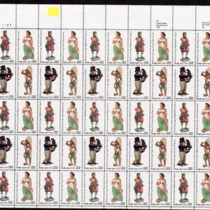 Scott #2240-2243a Woodcarved Figurine (Folk Series) Sheet of 50 Stamps - MNH UL
