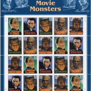 Scott #3172a (3168-3172) Classic Movie Monsters Sheet of 20 Stamps - MNH