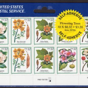 Scott #3197a (3193-97) Flowering Trees Plate Block of 10 Stamps - Sealed Blue