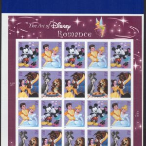 Scott #4028a (4025-28) Disney Romance Sheet of 20 Stamps - Sealed Blue
