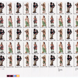 Scott #2243a (2240-43) Woodcarving Figures Folk Art Sheet Of 50 Stamps - MNH