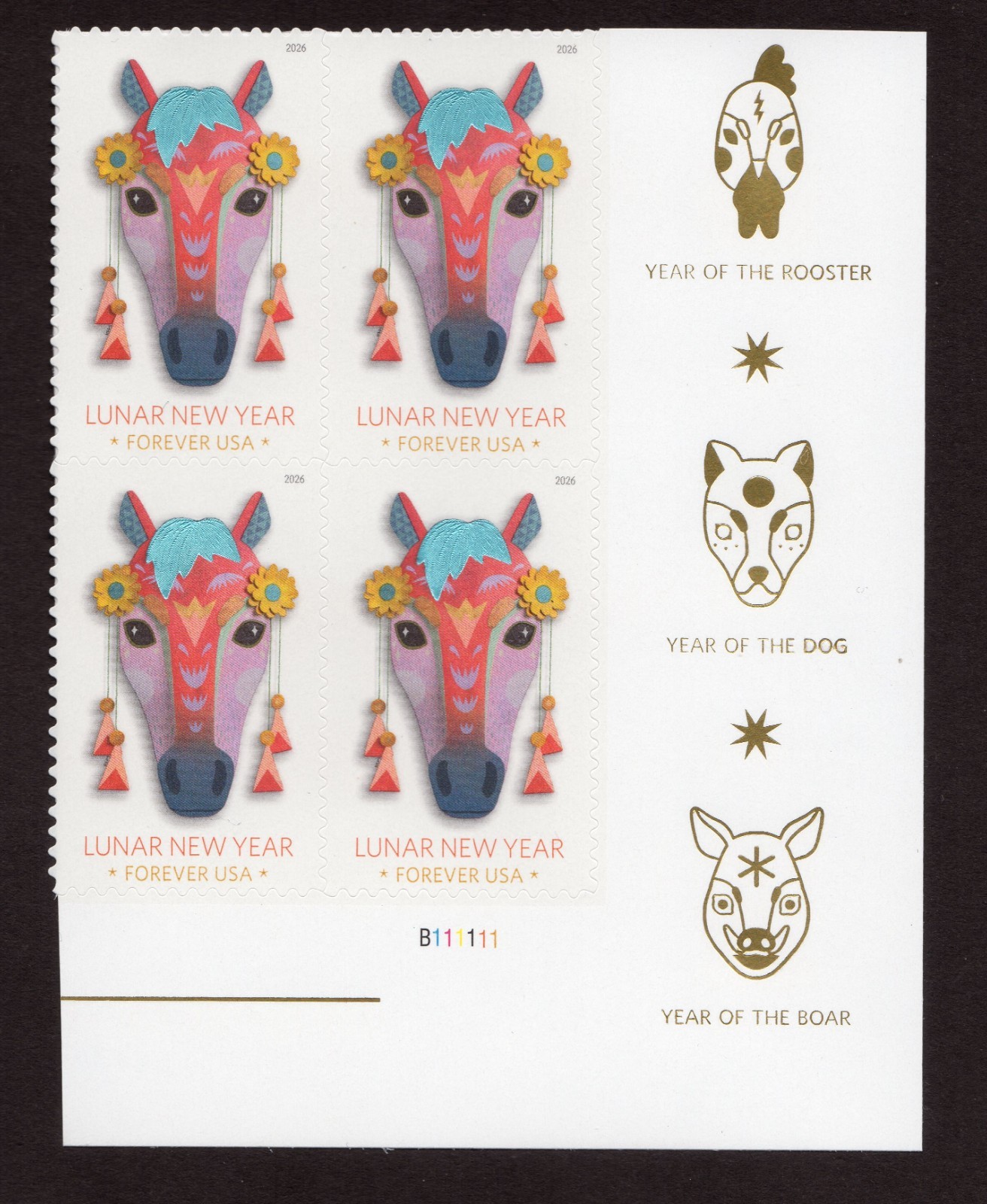 Scott #6054 Lunar (Chinese) New Year Horse Plate Block of 4 Stamps - MNH LR
