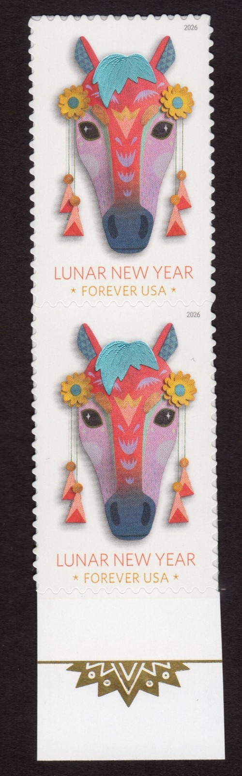Scott #6054 Lunar (Chinese) New Year Horse Pair of Stamps - MNH w/Crest