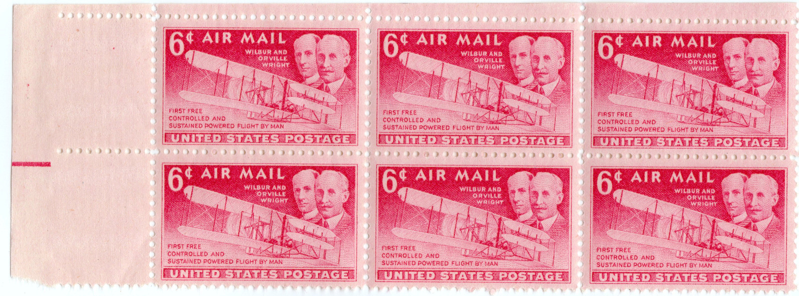 Scott #c45 Wilbur & Orville Wright Airmail Block of 6 Stamps - MNH