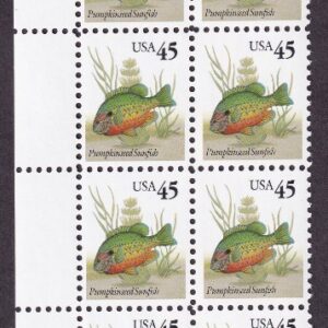 Scott #2481 Pumpkinseed Sunfish Plate Block of 20 Stamps - MNH UL