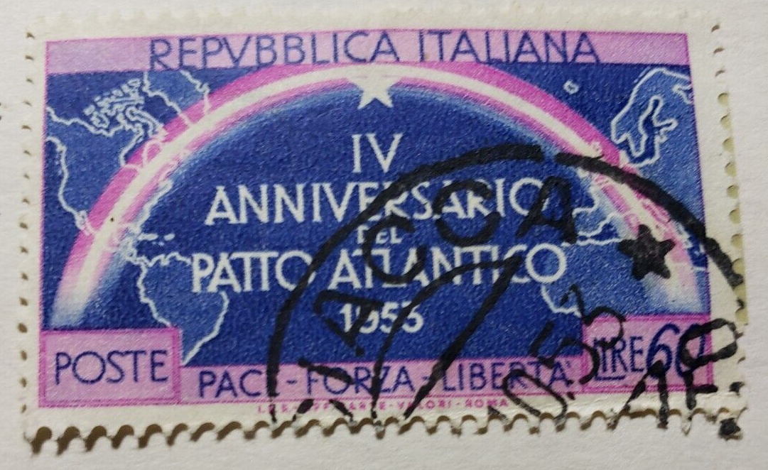 Stamp Europe Italy 1953 Continents joined by Rainbow sc#638 A357