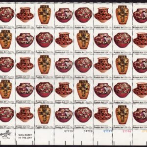 Scott #1709a (1706) Pueblo Pottery Folk Art Sheet of 40 Stamps - MNH LR