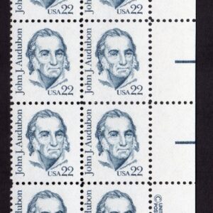 Scott #1863 John Audubon Plate Block Of 20 Stamps - MNH P#1 (2 Zip) Right