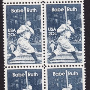 Scott #2046 George Herman Babe Ruth 20¢ Copyright Block of 4 Stamps - MNH