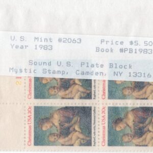 Scott #2063 Madonna & Child (Raphael) Plate Block of 4 Stamps - Mystic