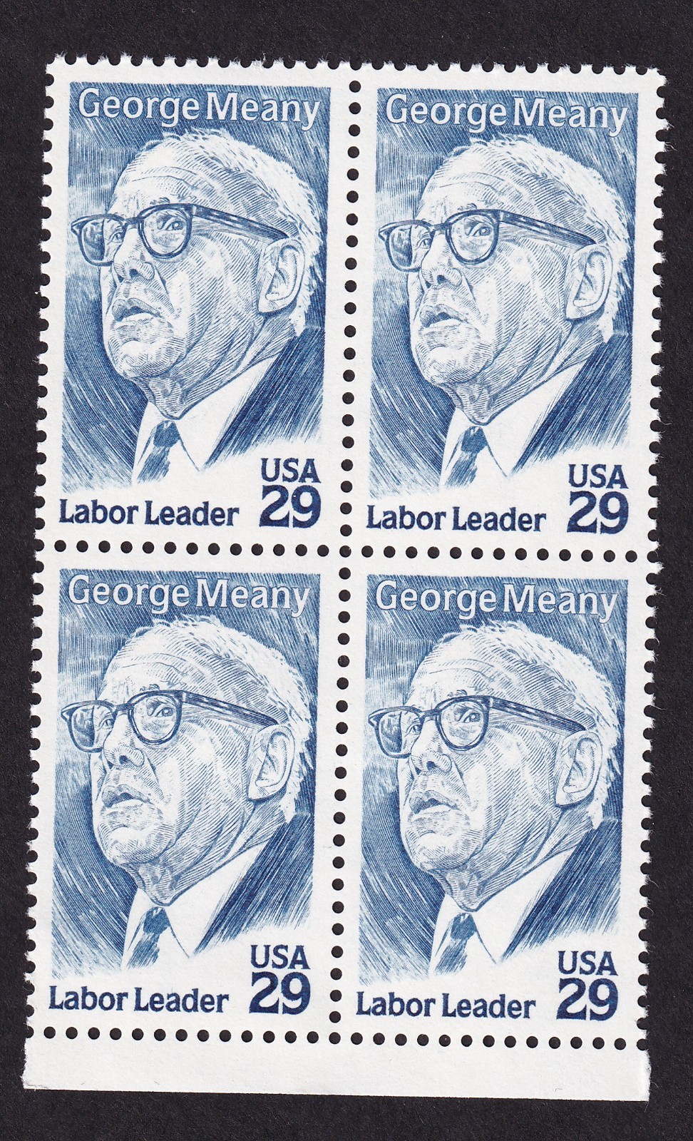 Scott #2848 George Meany Block of 4 Stamps - MNH