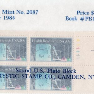 Scott #2087 Health Research Plate Block of 4 Stamps - Mystic