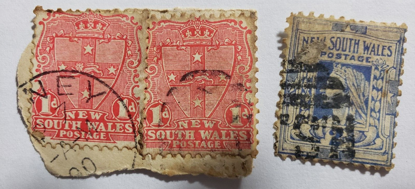 Stamp Australia New South Wales 1897 1p Seal & 2p Victoria