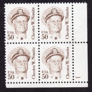 Scott #1869a Chester W. Nimitz Plate Block of 4 Stamps - MNH P#1 LR