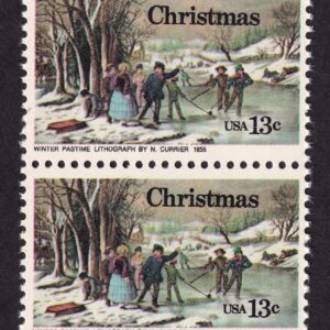 Scott #1702 Christmas Winter Pastime Currier Pair of Stamps - MNH