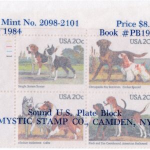 Scott #2101a (2098-2101) Dogs (Retrievers) Plate Block of 4 Stamps - Mystic