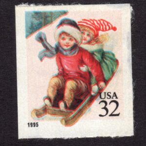 Scott #3013a Winter Children Sledding Single Stamp - MNH