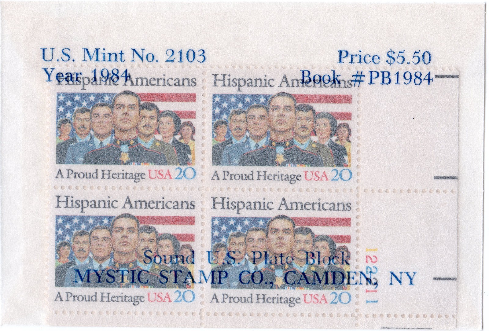Scott #2103 Hispanic Americans Plate Block of 4 Stamps - Mystic