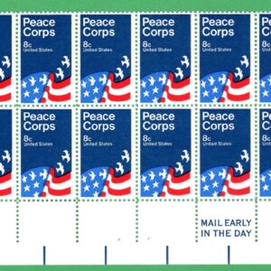 Scott #1447 Peace Corps Plate Block of 20 Stamps - MNH LL #2