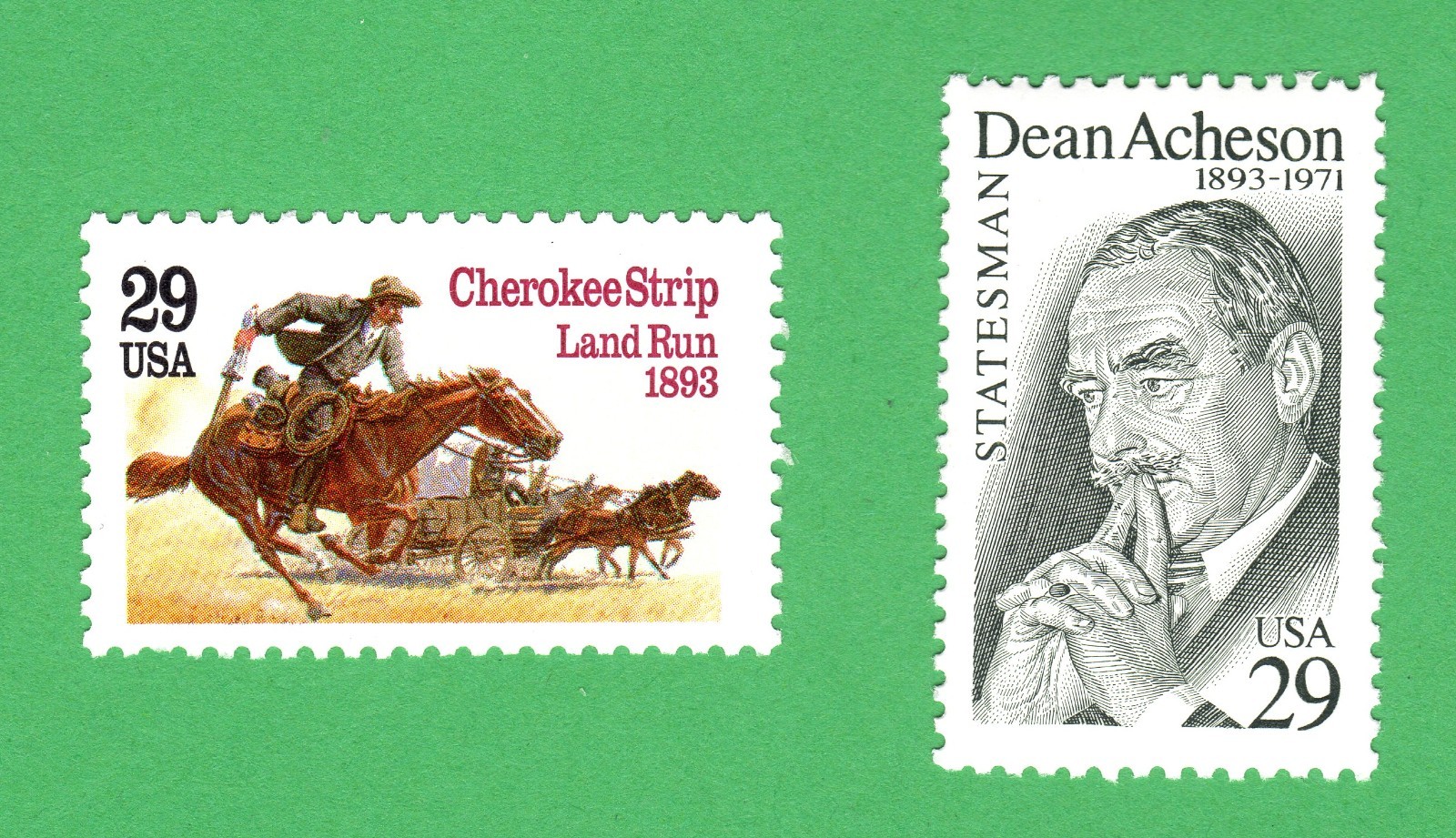 Scott #2754-2755 Cherokee Strip Land Run Dean Acheson Single Stamp - MNH