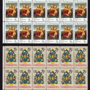 Scott #1507-1508 Madonna (Raphael) Tree Plate Block of 12 Stamps - MNH