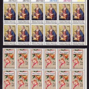 Scott #1579-1580 Madonna (Ghirlandaio) Card Prang Plate Block of 12 Stamps - MNH