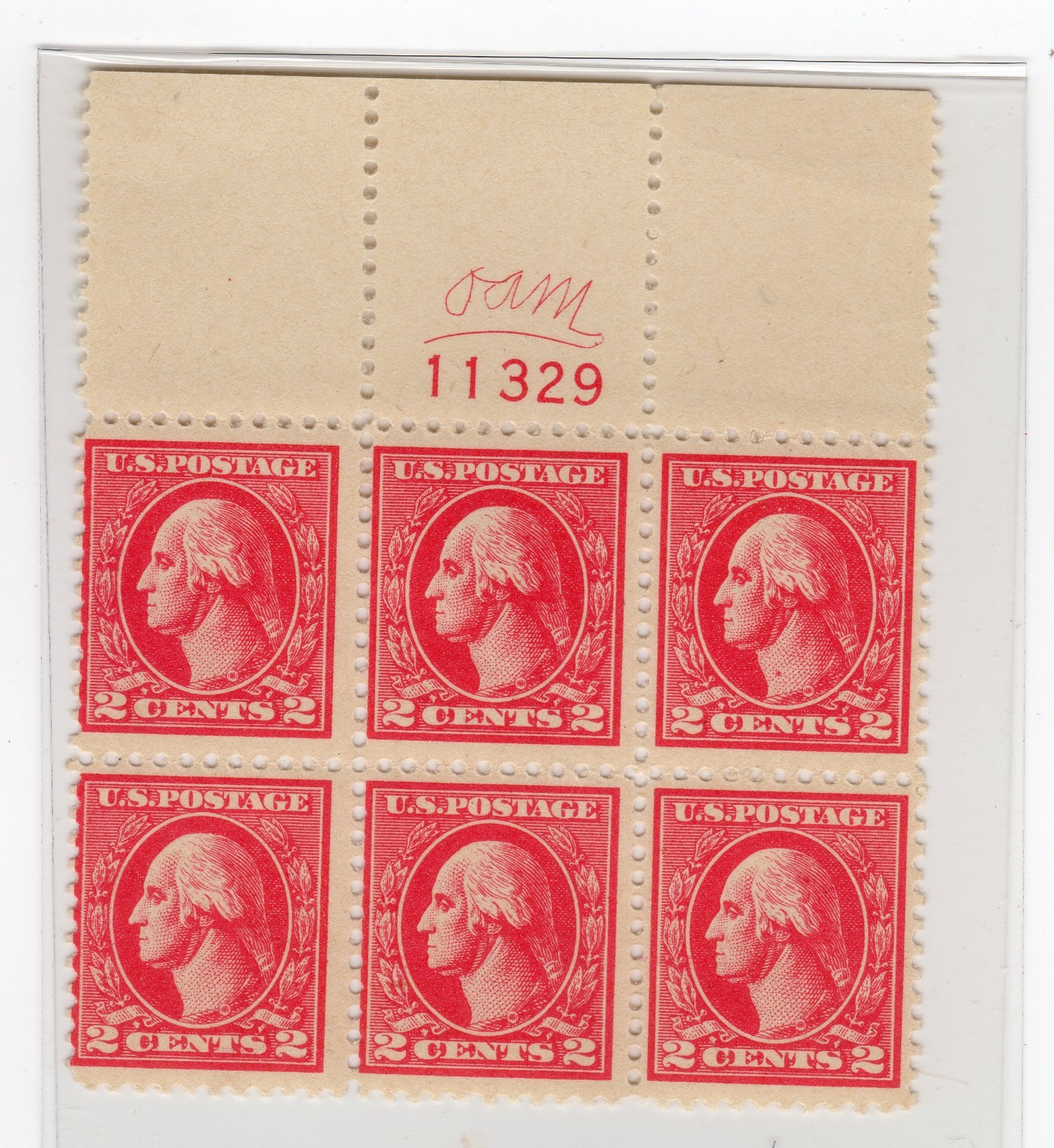 Scott #528 George Washington Plate Block of 6 Stamps - MNH Monogram
