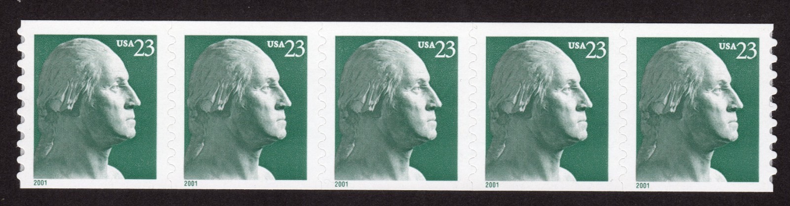 Scott #3475A George Washington Strip of 5 Coil Stamps - MNH
