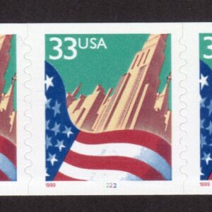 Scott #3281c Flag Over City Plate # (PNC3) 3 Stamp Coil - MNH P#2222 Small Date