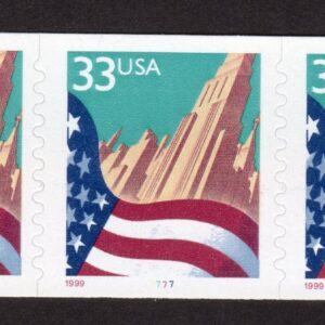 Scott #3281 Flag Over City Plate # (PNC3) 3 Stamp Coil - MNH P#7777 Large Date