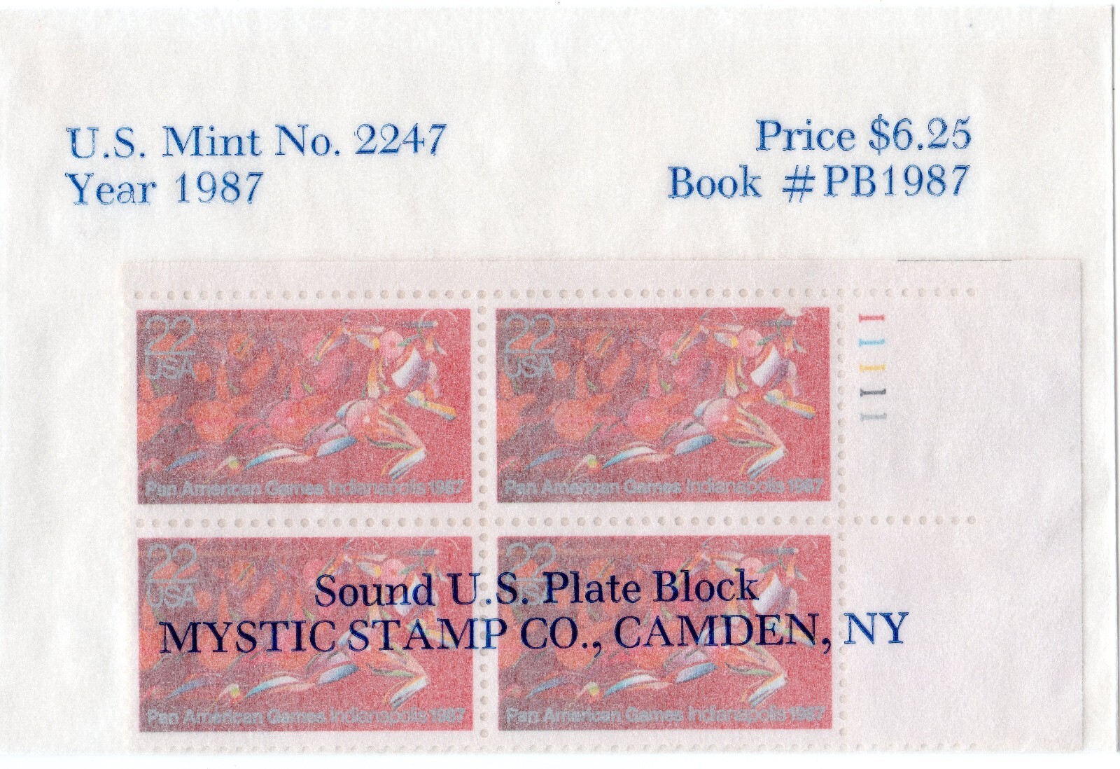 Scott #2247 Runner in Stride Plate Block of 4 Stamps - Mystic