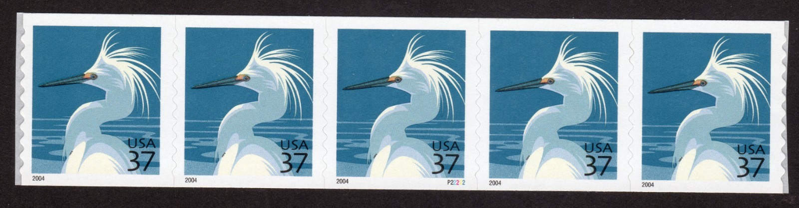 Scott #3829A Snowy Egret Plate # Coil (PNC5) of 5 Stamps - MNH P#P22222