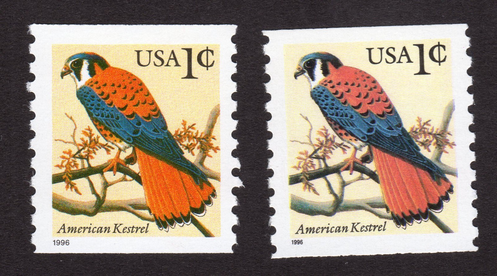 Scott #3044 & 3044a American Kestrel Single Coil Stamp - MNH