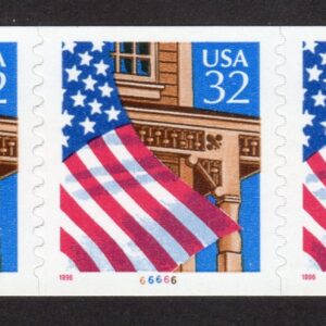 Scott #2915C Flag Over Porch Plate # Coil (PNC3) of 3 Stamps - MNH P#66666 12x12