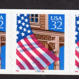 Scott #2915A Flag Over Porch Plate # Coil (PNC3) of 3 Stamps MNH P#99999 10x10