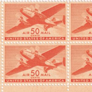 Scott #c31 Transport Plane Corner Block of 4 Stamps - MNH LL XF